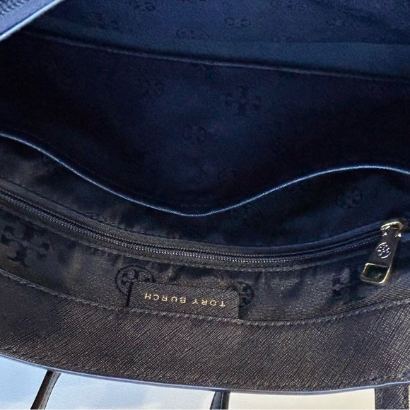 Tory Burch Robinson Leather Tote Bag in Navy Blue. Medium. Condition: very good - Picture 6 of 9